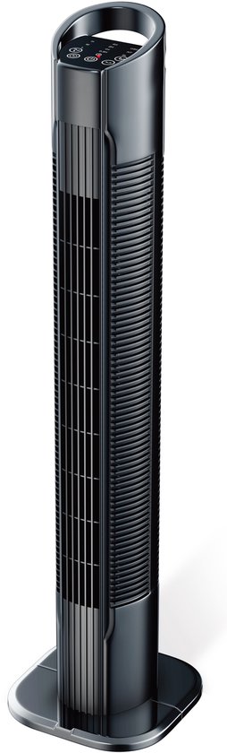 A-Flow Torenventilator Essential 50W – Zwarte Kolomventilator met 3 Snelheden, Oscillatie, Timer & Afstandsbediening