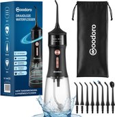 Woodoro Waterflosser met UVC-Reiniging & OLED Display – Draadloze Monddouche – 335ml – 45 Dagen Gebruik – 8 Opzetstukken – Zwart