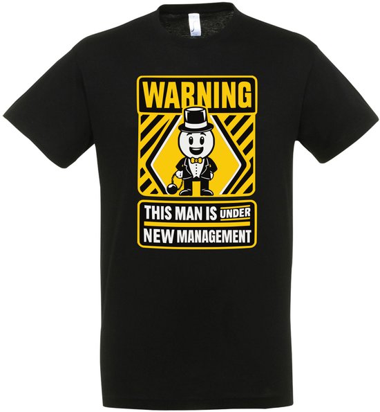 Warning This Man Is Under New Management T-shirt - Vrijgezellen Feest - Bachelor Party - Vrijgezel - Bier Drinken - Vrijgezellenfeest Cadeau Man - Maat L