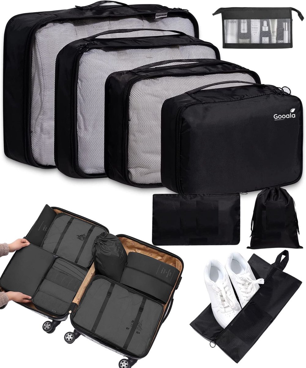 Bol.com Gooala Packing Cubes Set - 8-delige Koffer Organizer Set - Compression cube - Koffer Organizer voor Backpack - Inclusief... aanbieding
