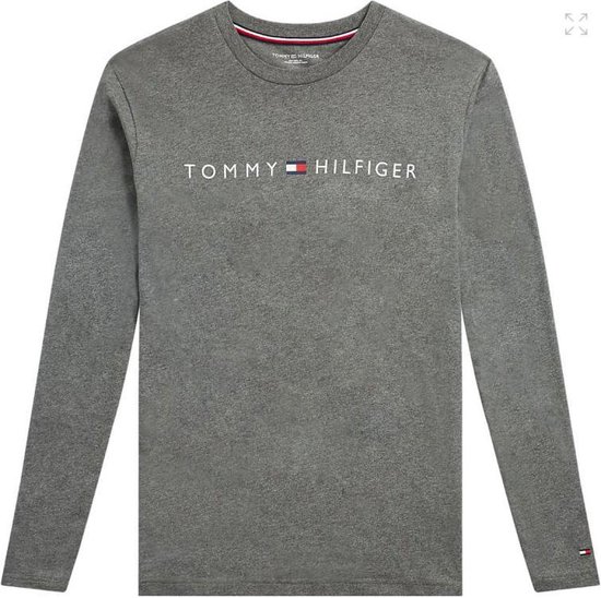 Tommy Hilfiger - Heren - Ronde Hals Logo T-Shirt - Grijs - XL | bol.com