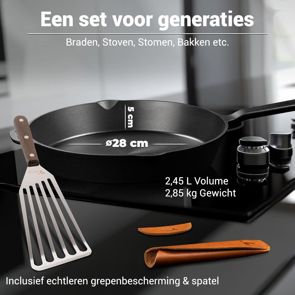 Belluci - 31cm - Gietijzeren pan deksel - Volledig Geëmailleerd