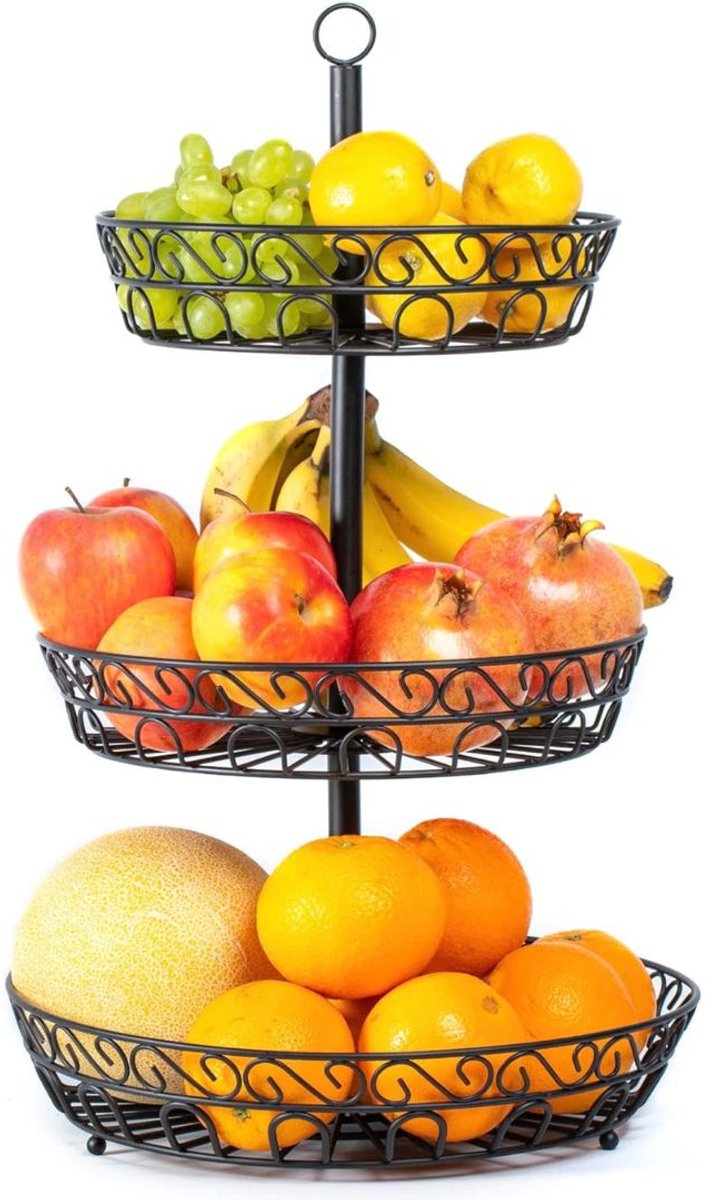 Fruitschaal - Fruitmand Etagere 3 laags - Zwart
