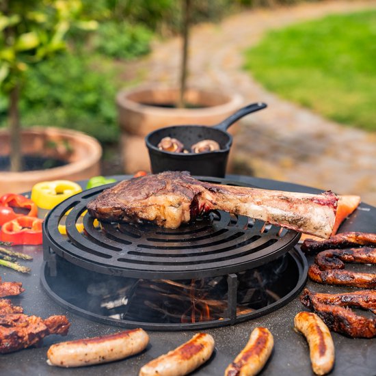 RJRoyal Living BBQ Plancha Grill Hermano XXL Cortenstaal - Met pook en houtopslag Ø80cm 8mm — afbeelding 2