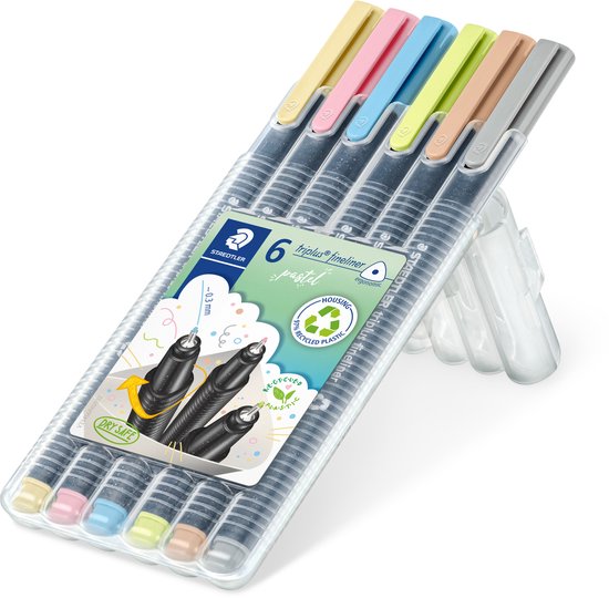 Feutre fin STAEDTLER triplus - Boîte de 6 couleurs pastel