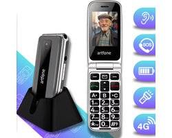 Senioren Telefoon 4G – Klapbare Mobiele Telefoon met SOS-knop, Grote Toetsen en Oplaadstation – Gsm smartphone voor Ouderen - Klapbaar
