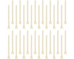 Inovra - 30 stuks 60mm Verlengketting van 304 roestvrij staal - Goudkleurige verlengketting voor het maken van sieraden - Kettinguitbreiding voor Valentijnscadeaus