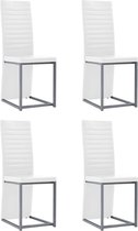 Eetkamerstoelen Kunstleer Wit 4 STUKS / Eetkamer stoelen / Extra stoelen voor huiskamer / Dineerstoelen / Tafelstoelen / Barstoelen