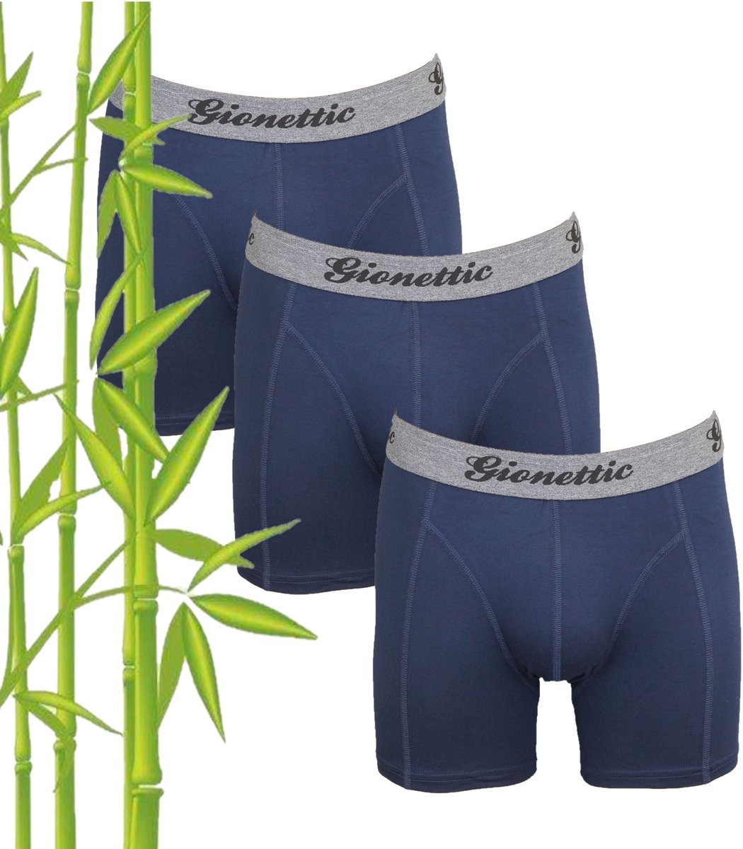 Gionettic 3-Pack Heren boxershorts Bamboe Marine Maat XXL