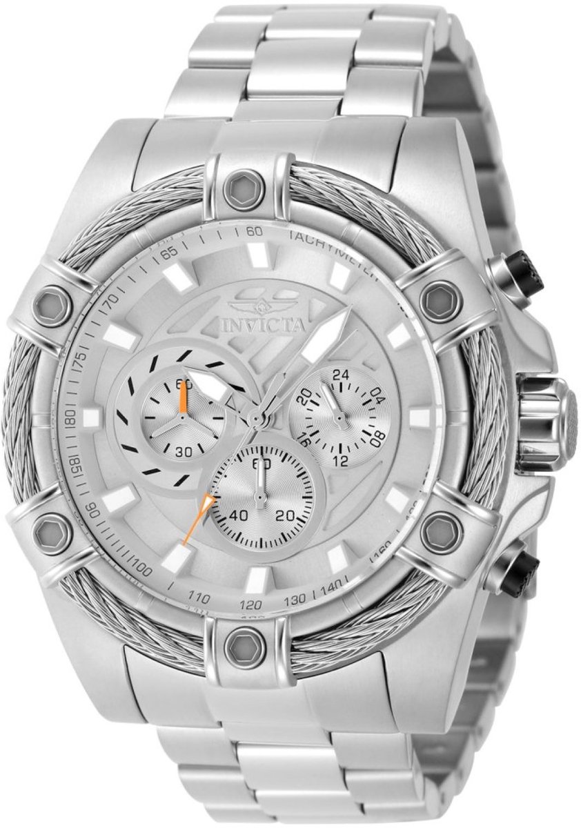 Invicta Bolt 48864 Heren Horloge - Waterdicht - Analoog - Quartz Uurwerk - Roestvrij Staal met zilveren Wijzerplaat - 52mm