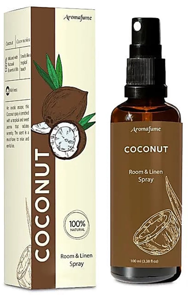 Aromafume kamer & textielspray kokos - Huisparfum Kokosnoot - Aromatherapie - 100ml