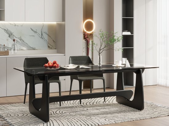 Eettafel - Tafel - Zwart - Glas - Eetkamertafel - Design Tafel