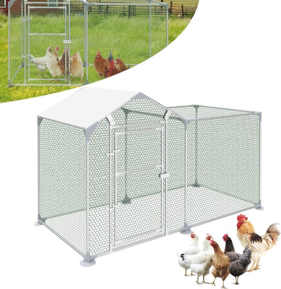 Balkon Hek Netting Plastic Kippengaas Rol Snijdbaar, Wit Pluimvee Barrière Hekwerk voor Eenden Konijnen, met Zip Ties