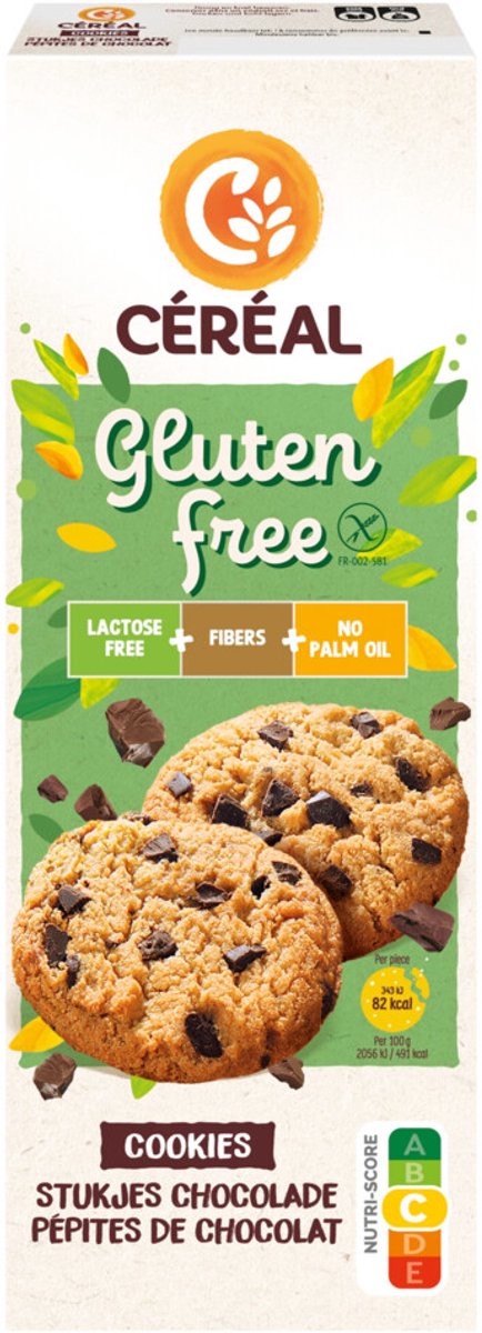 Goedkoopste Céréal Cookies Stukjes Chocolade Glutenvrij & Lactosevrij - 3 x 150 gr - Voordeelverpakking