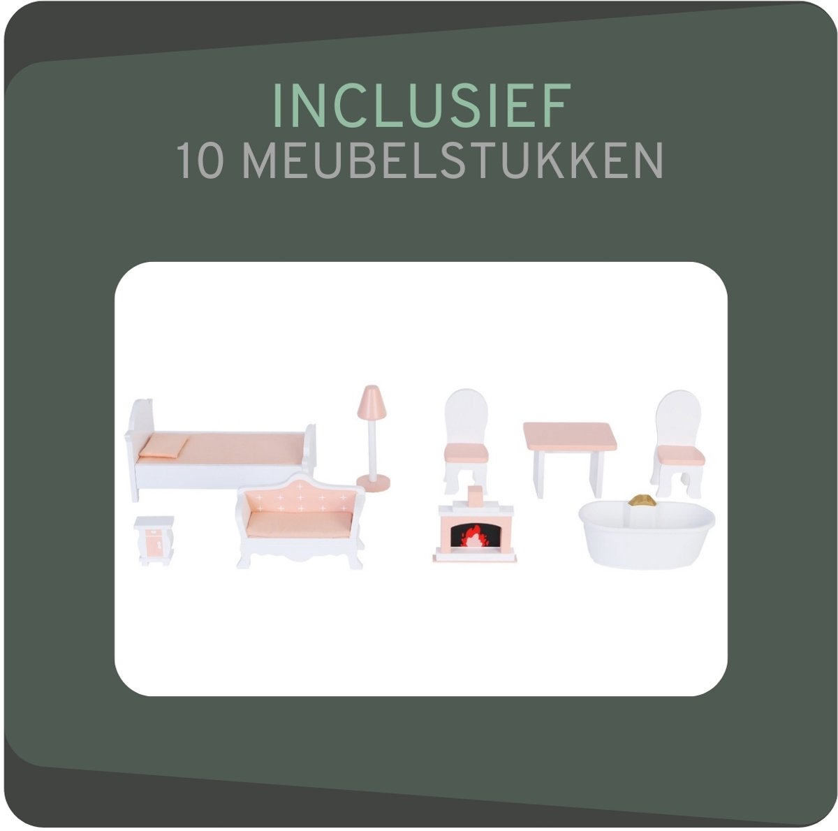 Bandits & Angels Houten Poppenhuis Roze/Blauw Angels City House vanaf 3 jaar 106 cm hoog - Inclusief 10 meubeltjes - Poppen Huis - Poppen Speelgoed — afbeelding 2