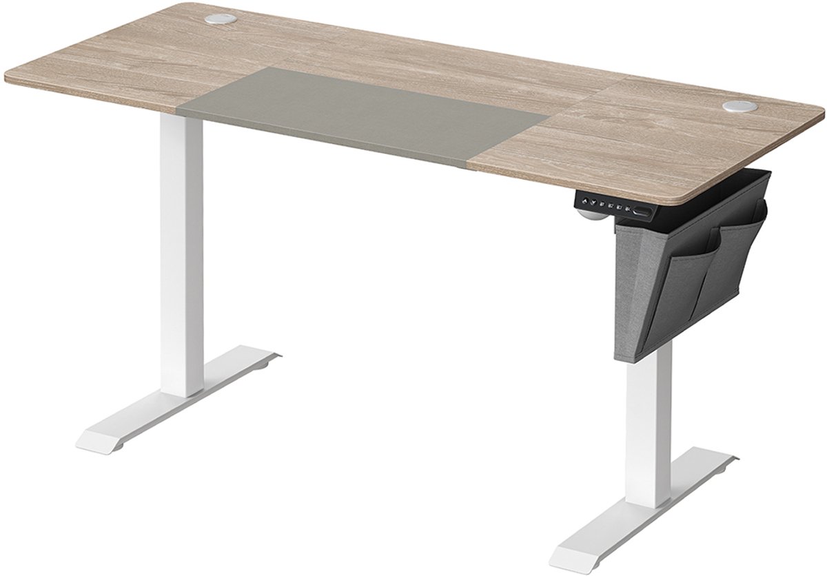 MAZAZU Bureau - Verstelbaar in hoogte - Wit en Grijs - 140x60x72/120