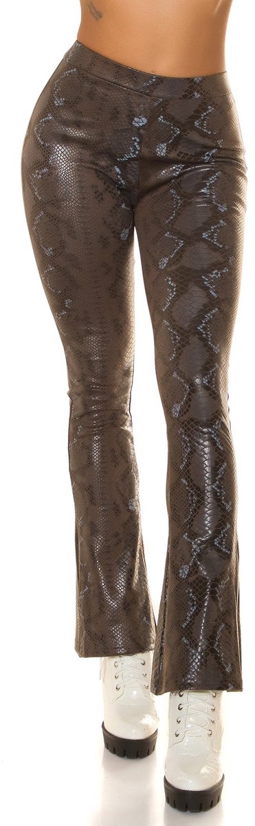 Slangenprint imitatieleren broek