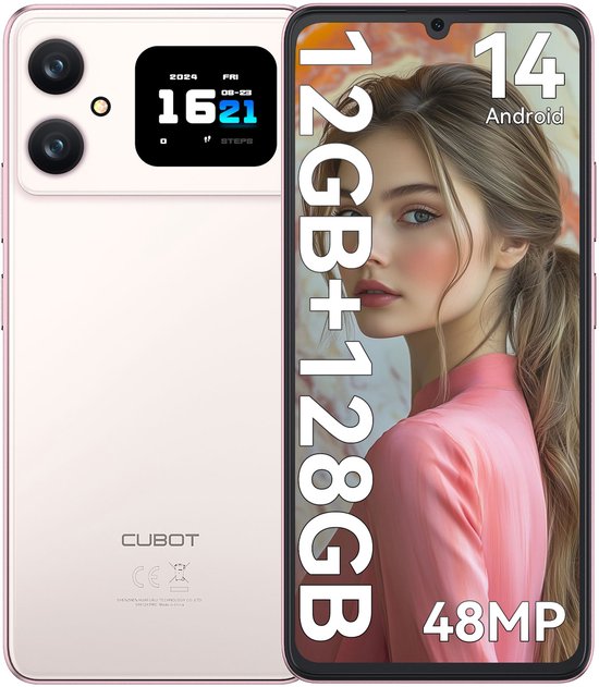 CUBOT A20 - Smartphone - 4G Dual Sim - Android 14 - 128GB - 6,8'' HD+ 90Hz - Octa-Core Goedkope Telefoon - 5100mAh - 1,83'' achterscherm - GPS - OTG - Roze