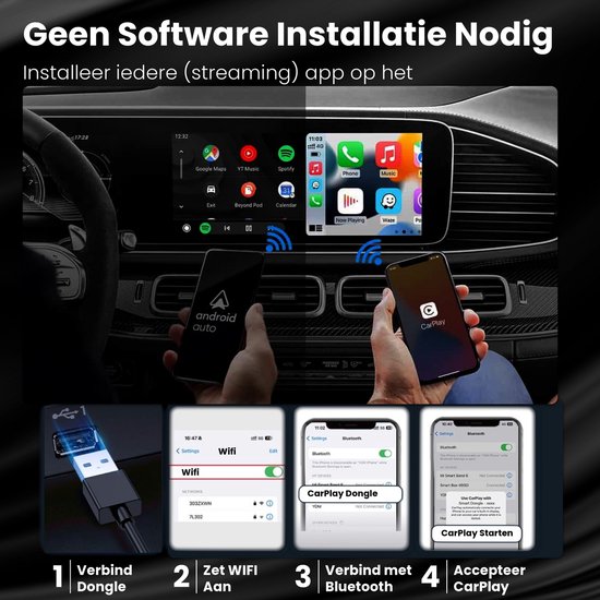 Xssive CarPlay Dongle met HDMI - Geschikt voor Android Auto, Apple CarPlay, Youtube, Ziggo, TV & Netflix - Draadloos Smart Streaming Box Dongel van Xssive — afbeelding 3