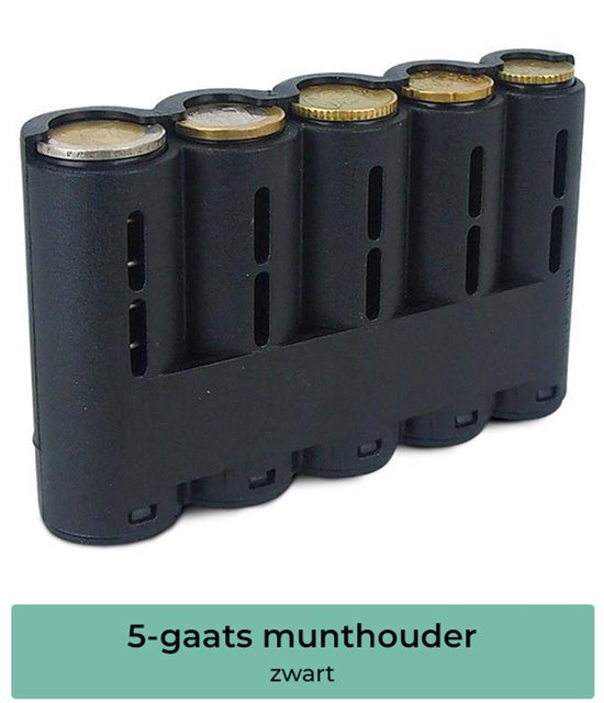 Munthouder - Eurokit - Munthouder 5 Euro munten - Horeca portemonnee - Munt houder - Munthouder horeca - Munthouder plastic - Munthouder eurokit - Zwart