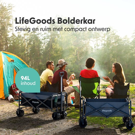 LifeGoods Bolderkar - Opvouwbaar - 80KG Draagkracht - 94L - Wasbaar Polyester - Blauw van LifeGoods — afbeelding 2