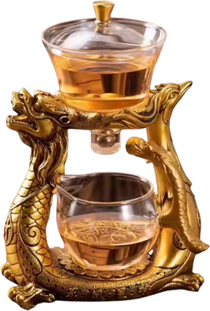 Aziatische Theemaker - Dragon - Goudlook - Thee bereiden en drinken op een unieke manier - Als eerste in Nederland en België