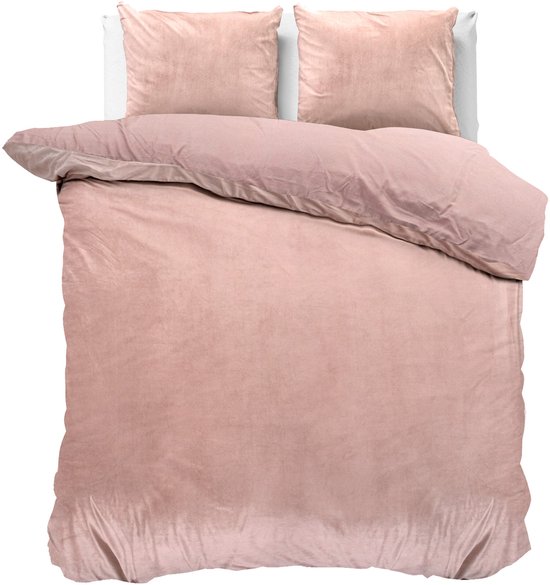 Parure housse de couette Velvet Uni Lits-jumeaux 240x220cm rose