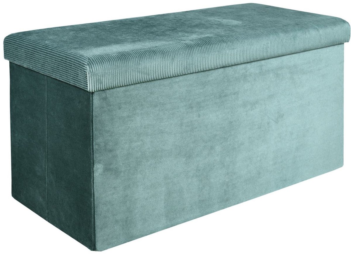 Home Deco - Poef/hocker Velvet - opvouwbaar - blauw - polyester/MDF - 76 x 38 cm