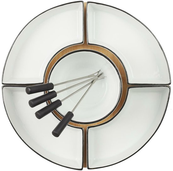 Cook Concept Chocolade of kaas fondue - met 4 vorken - wit - keramiek - voor 4 personen van cook-concept — afbeelding 3