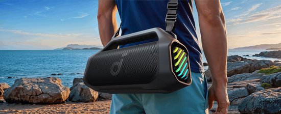 soundcore Boom 2 Pro by Anker, Outdoor Speaker, 140W, 2+2 kKanaal, BassUp 2.0, 20 uur speeltijd, snelladen, IP68-bescherming, RGB-verlichting, powerbank, Bluetooth 5.3, draagbaar voorbuiten, camping en strand. van Anker — afbeelding 4