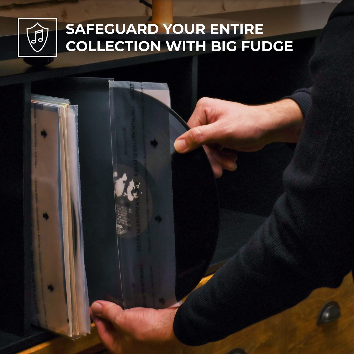 Pochettes De Protection Pour Vinyles BIG FUDGE - 100 Pièces (intérieur Papier + Extérieur Cristal)