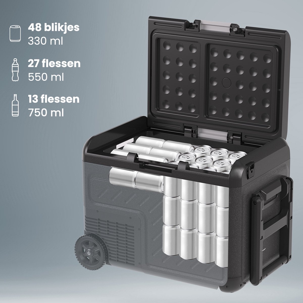 Auronic Elektrische Koelbox - Compressor - Met Wielen - 12V 230 Volt - Camping Koelkast - Auto - 40L - Frigobox - Zwart/Grijs – foto 7