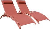 Set van 2 GALAPAGOS ligstoelen in textilene terracotta - aluminium terracotta