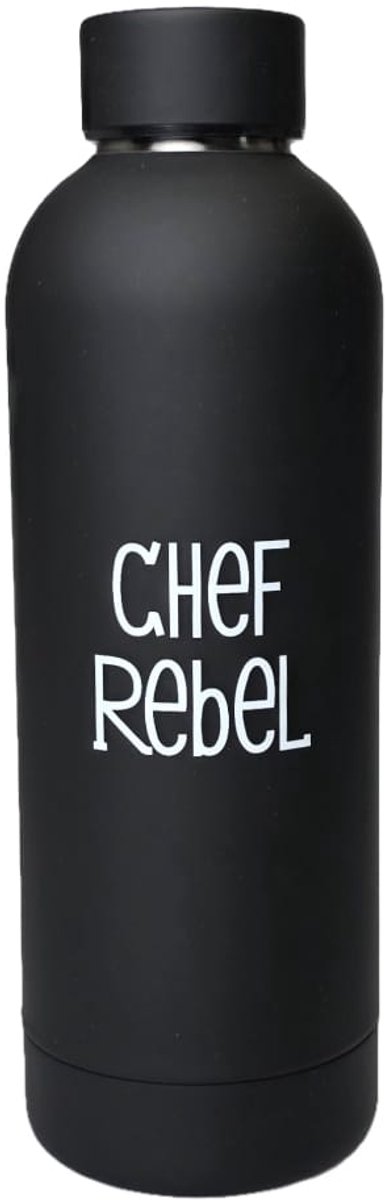 Chef Rebel® - Thermosfles - Drinkfles - Waterfles - Zwart - Matzwart - 500 ml - Warme en koude dranken - Warme koffiebeker - Theebeker