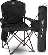 Bol.com Travelhawk Campingstoel XL - Opvouwbaar - Comfortabele Vouwstoel - 158 kg draagvermogen - Drankhouder - Koelvak - Vissto... aanbieding