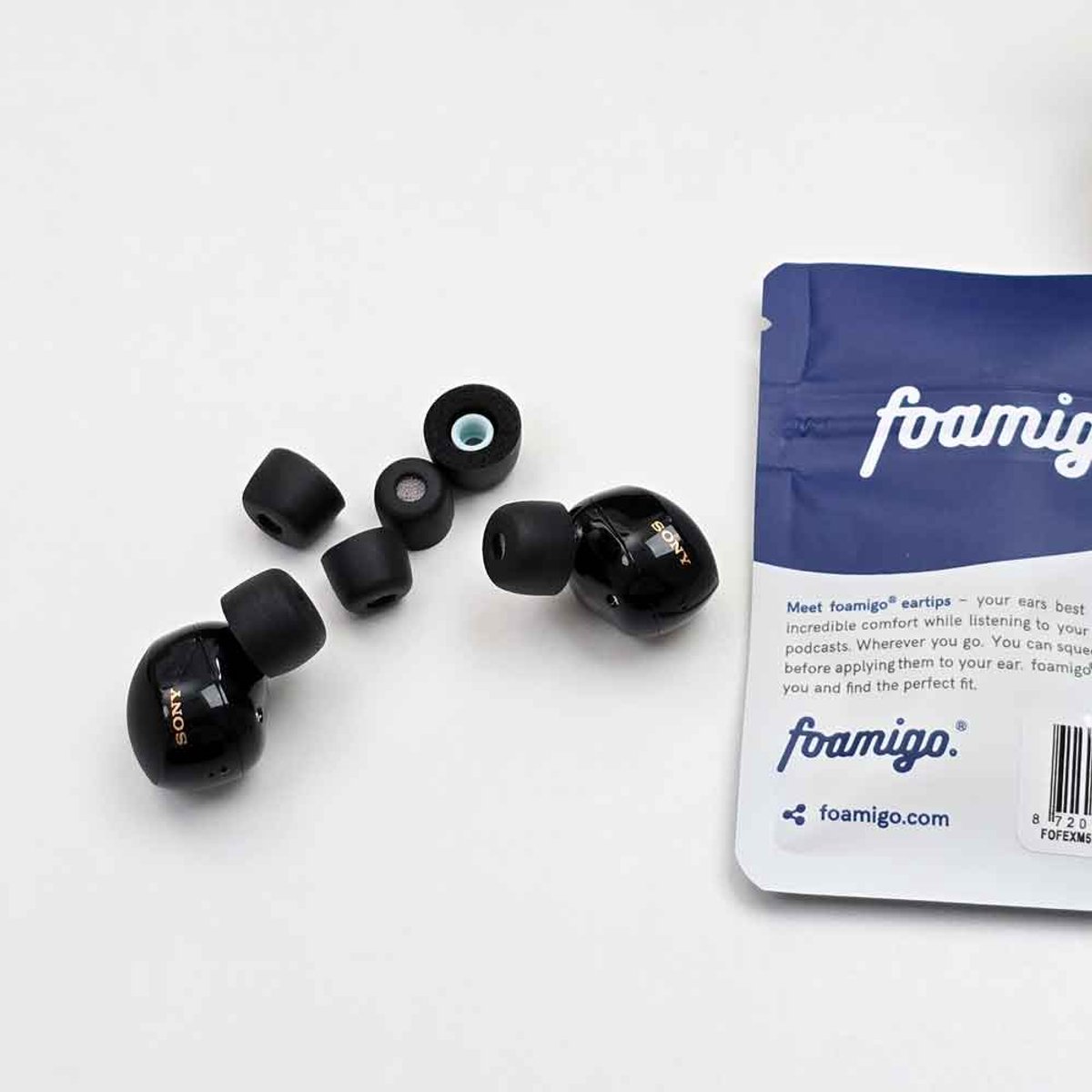Foam eartips geschikt voor Sony WF-1000XM5 - 6× Large - memory foam opzet oortjes - foamigo® – foto 7
