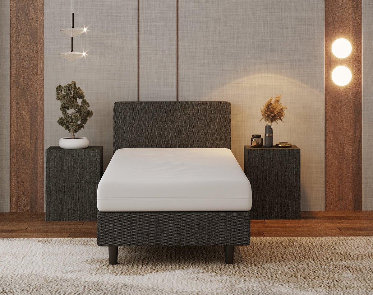 Nessa® 90x210 Boxspring Bjorn Antraciet + Pocketvering matras 20cm