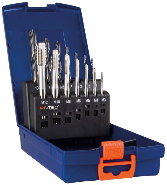 Rotec HSS-E tap en borenset HSS-R cobalt m3-m12 14x
