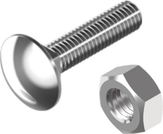 RVS slotbout met zeskantmoer, M8x100 mm.