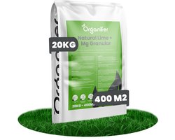 Kalk Korrel meststof verrijkt met magnesium (20Kg - Voor 400m2) voor dieper bladgroen (+PH) Speciaal voor gazon, Perken, Moestuin en openbaar groen - Organifer