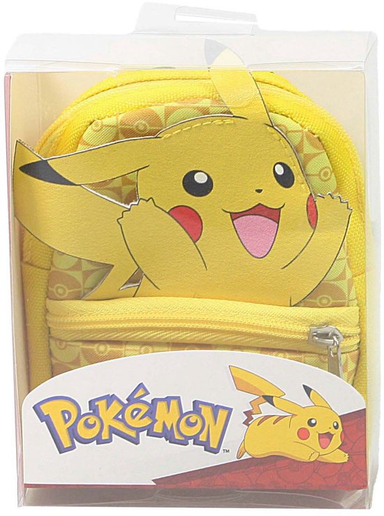 Geel Pokémon-portemonnee met Pikachu-opdruk, in transparante verpakking.