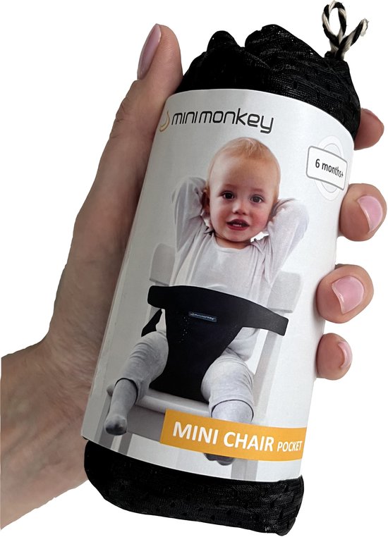 Minimonkey Mini Chair Pocket - travel reis kinderstoel - Black - ook geschikt voor Stokke Tripp Trapp - compact kinderzitje ideaal voor op reis van Minimonkey — afbeelding 5