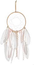 Atmosphera Droomvanger - luxe kwaliteit - kant met veren - beige/wit - D21 x H46 cm - dromenvanger