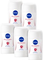 Déodorant anti-transpirant NIVEA Dry Comfort en stick - Protection 48 heures - Séchage Quick - Sans alcool - 5 x 50 ml - Pack économique