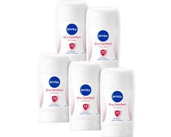 NIVEA Dry Comfort Anti-Transpirant Deodorant Stick - 48 uur Bescherming - Quick Dry Deo Dames - Alcoholvrij - Deostick - 5 x 50 ml - Voordeelverpakking