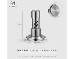 MUVNA - Sonorous - Chrome Precision Force Tamper - Instelbare drukkracht 15kg - Home en Pro Barista - Koffie - Espresso - 58,35mm - Voor E-61 filterdragers
