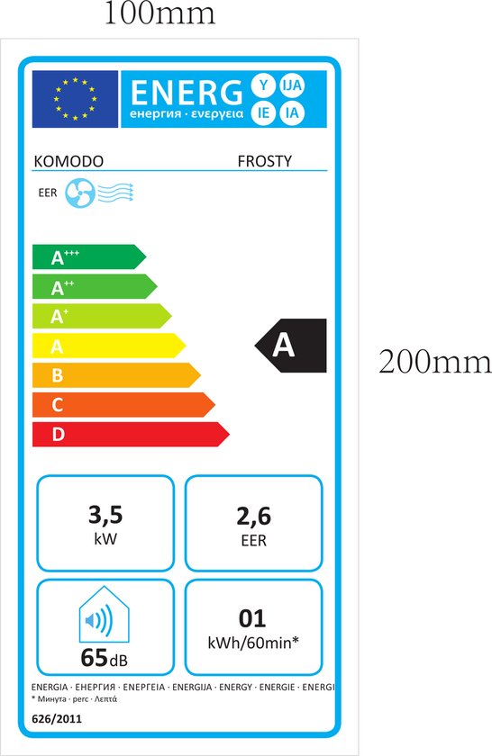 Komodo Mobiele Airco Frosty 12000 BTU - 3 in 1 Airconditioner - Koelen & luchtontvochtiger - Raamafdichting - Afstandsbediening - Ventilator - Voor 45m2