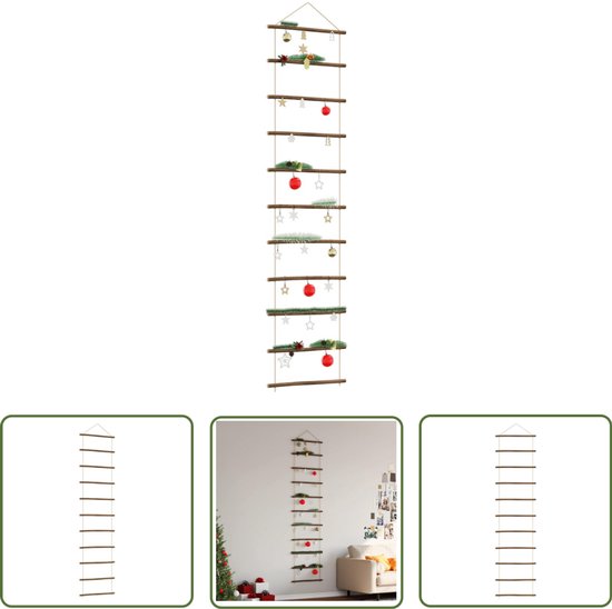 vidaXL Ladder Vorm - Wanddecoratie - Wanddecoratie laddervormig 50x200 cm naturel tak - Houten Decoratie - Muurhanger - Landelijk Interieur