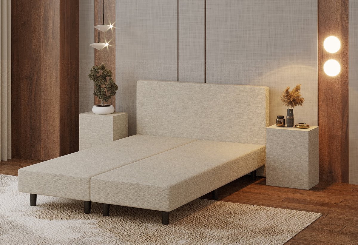 Nessa® Bjorn Boxspring 140x200 Crème met Pocketvering Matras - afbeelding 3