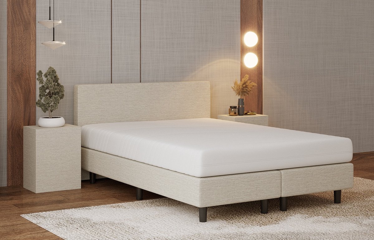 Nessa® Bjorn Boxspring 140x200 Crème met Pocketvering Matras - afbeelding 2